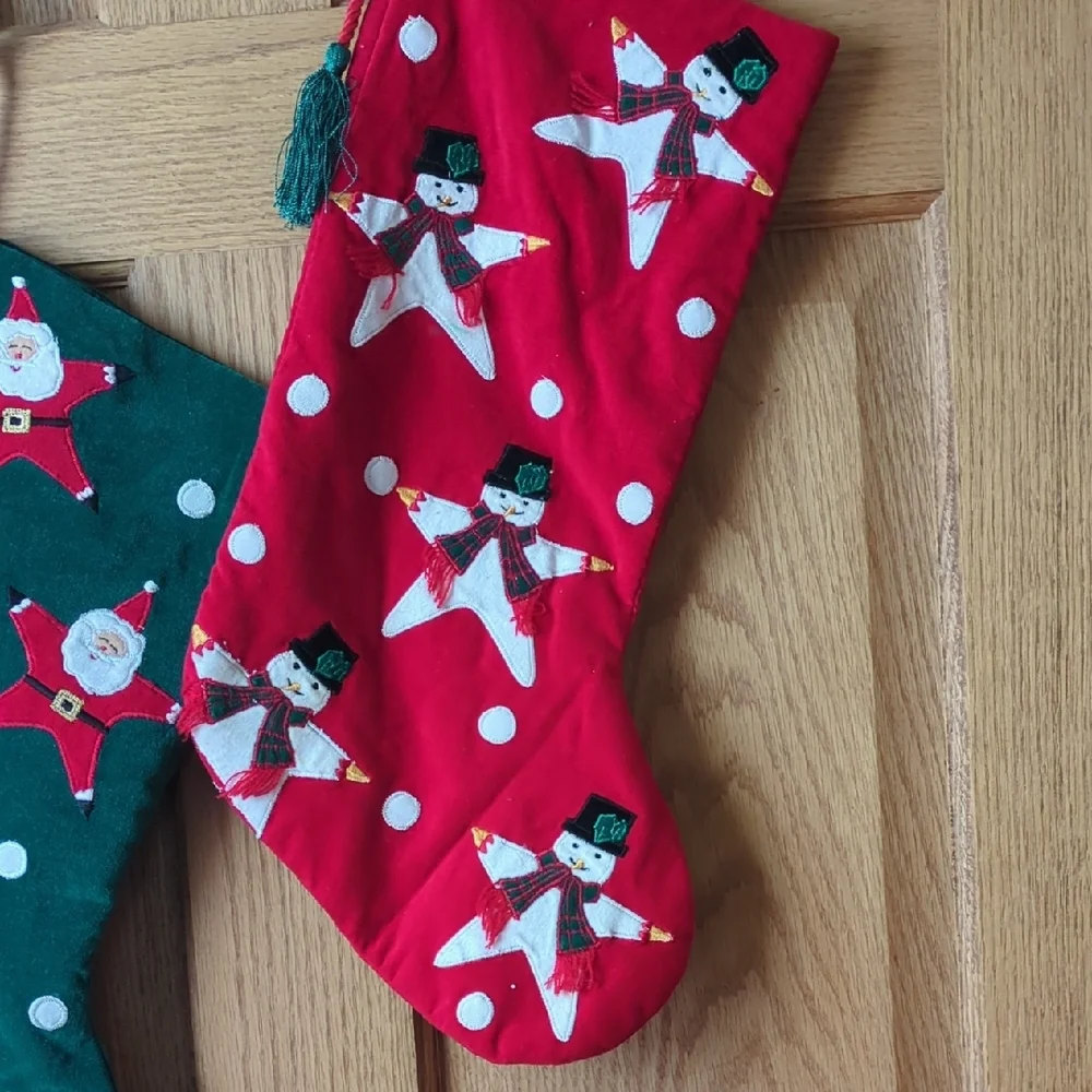 Target Red and Green Holiday Stockings Set Of 2 Santa & Snowmen